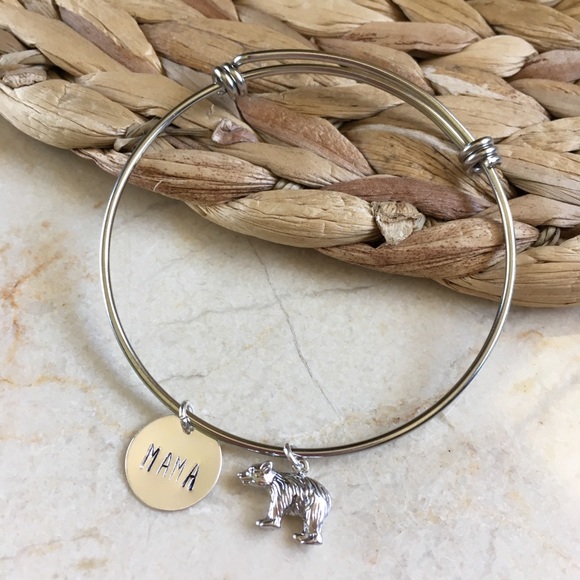 Stainless Steel Silver Colored Mama Bear Bracelet - Picture 2 of 4